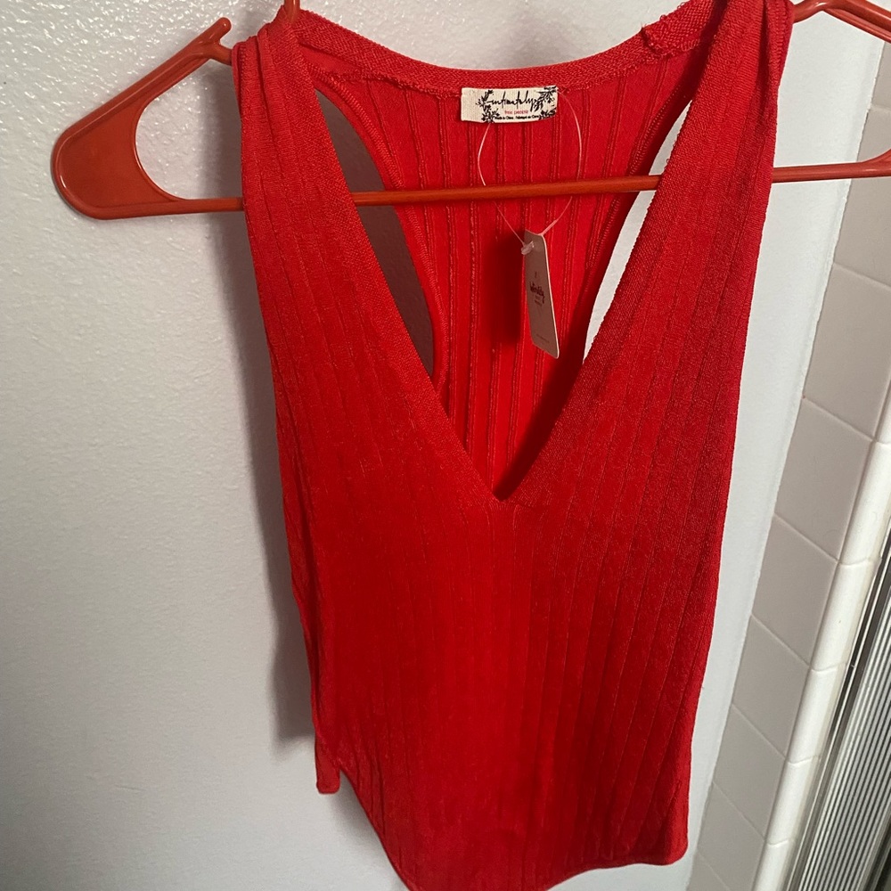 Free people red bodysuit never worn with tags